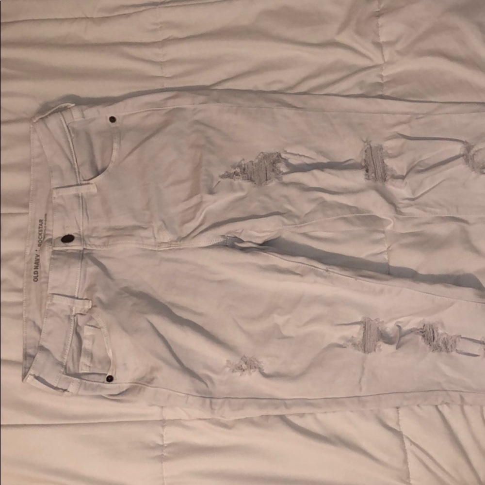 White Ripped Rockstar Jeans